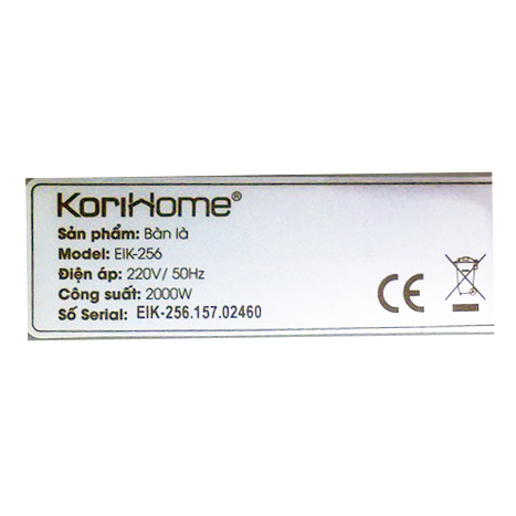 Bàn là hơi nước Korihome EIK-256 công suất 2000W
