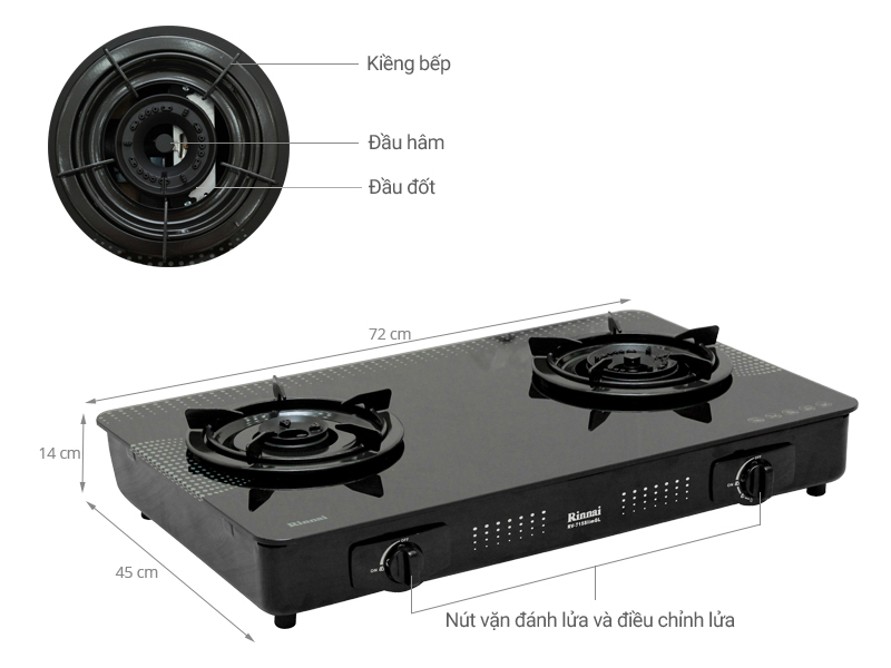 Th&ocirc;ng số kỹ thuật Bếp gas Rinnai RV-715 Slim(GL-D)