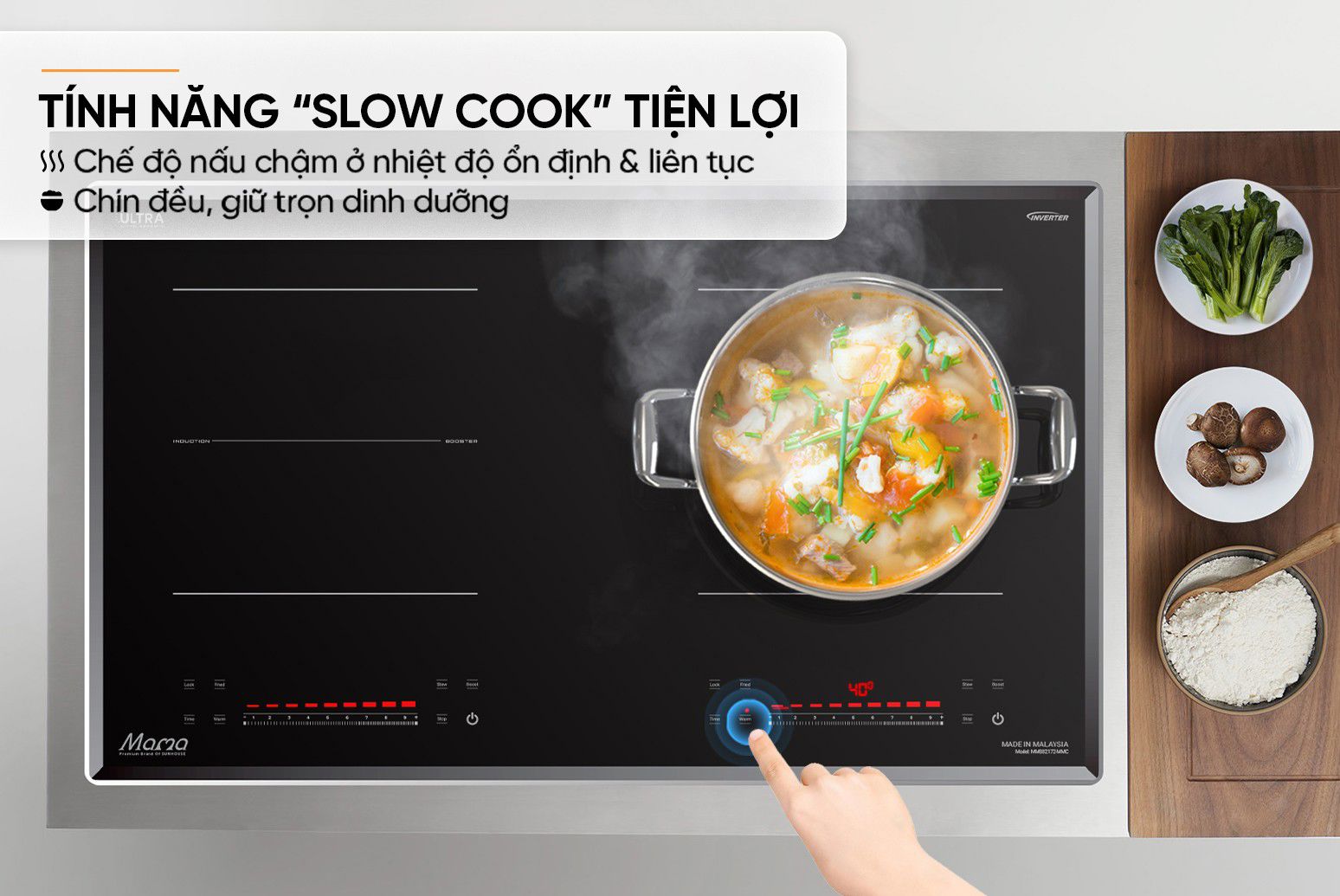Bếp từ âm đôi SUNHOUSE MAMA inverter MMB82172-MMC, 4400W
