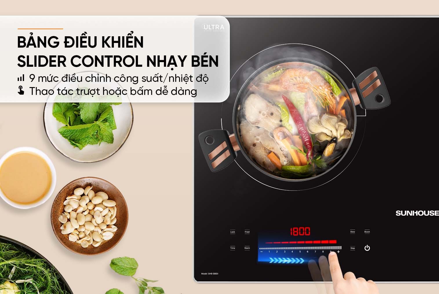 Bếp từ âm đôi SUNHOUSE SHB-588DI, 4000W