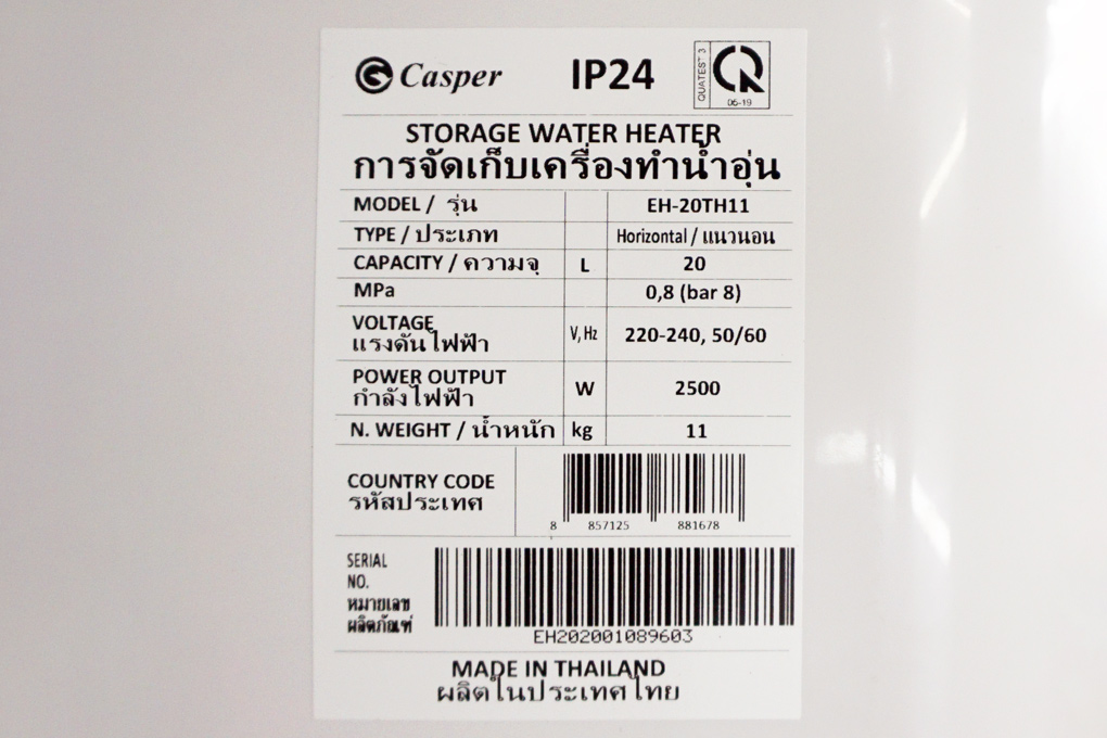 Bình nóng lạnh gián tiếp Casper 30 lít EH-30TH11