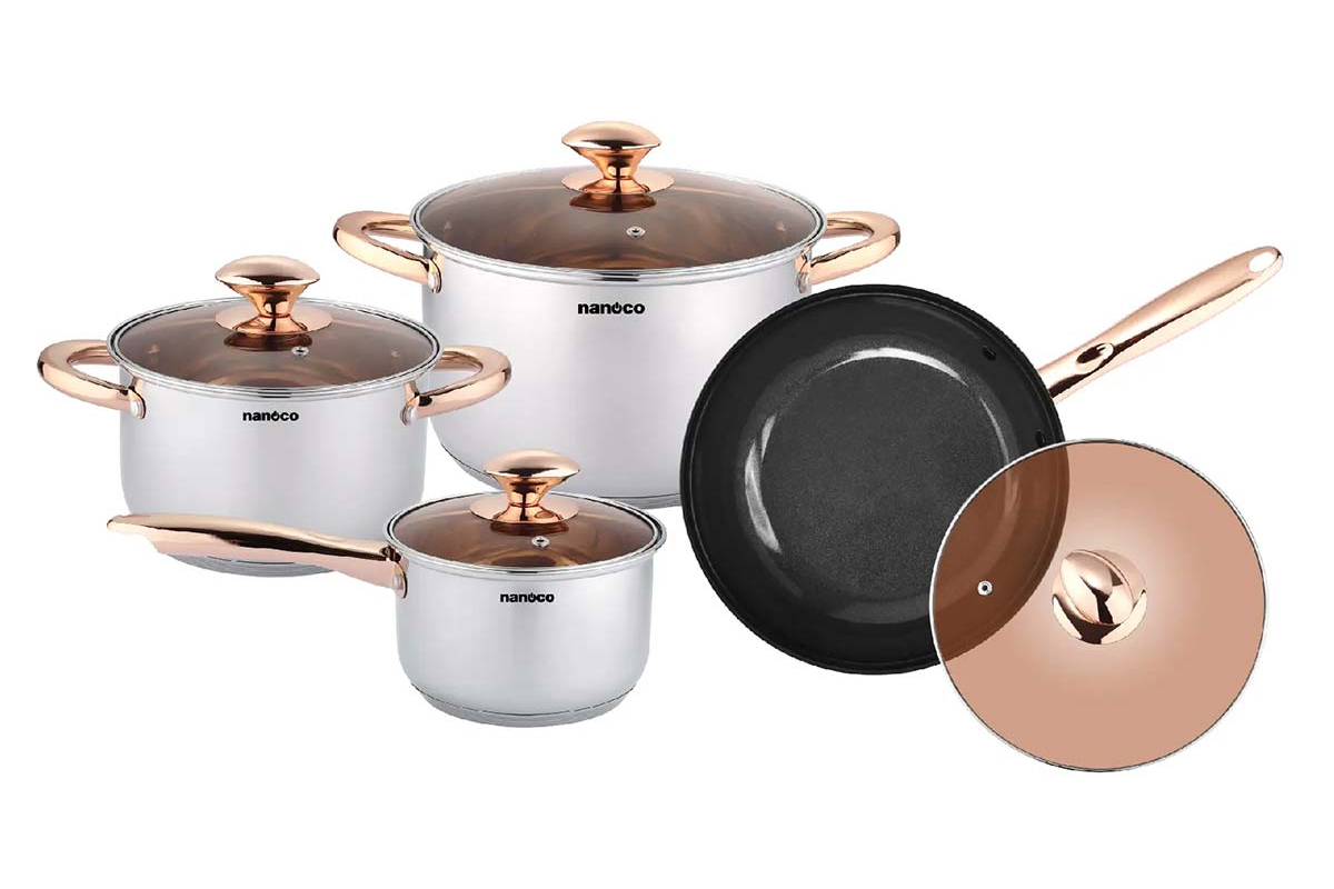 Bộ 3 nồi 1 chảo inox 304 Nanoco NCWS850
