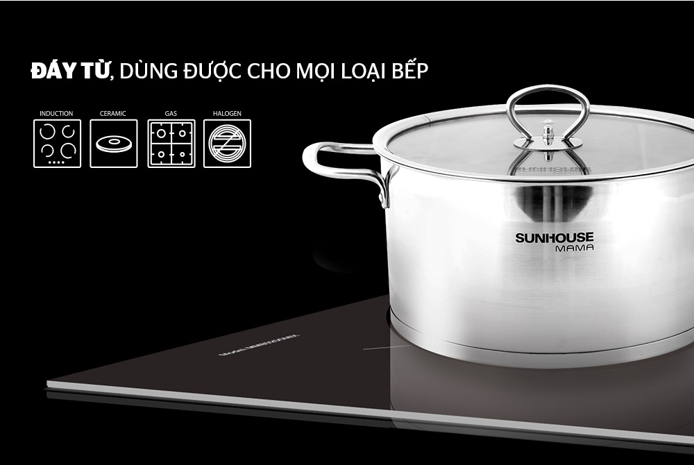 Bộ nồi inox 5 đ&aacute;y SUNHOUSE  MAMA SH784 05