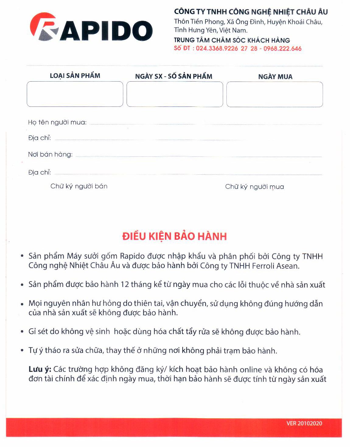 phieu bao hanh