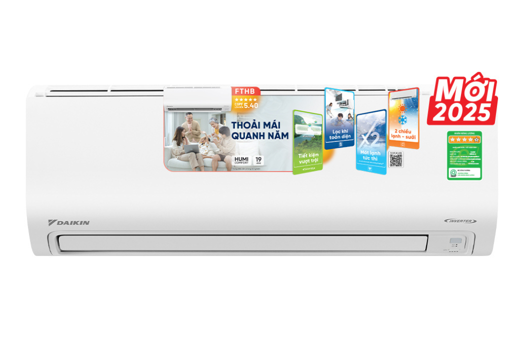 Điều hòa Daikin 2 chiều Inverter tích hợp sưởi 18000BTU FTHB50ZVMV