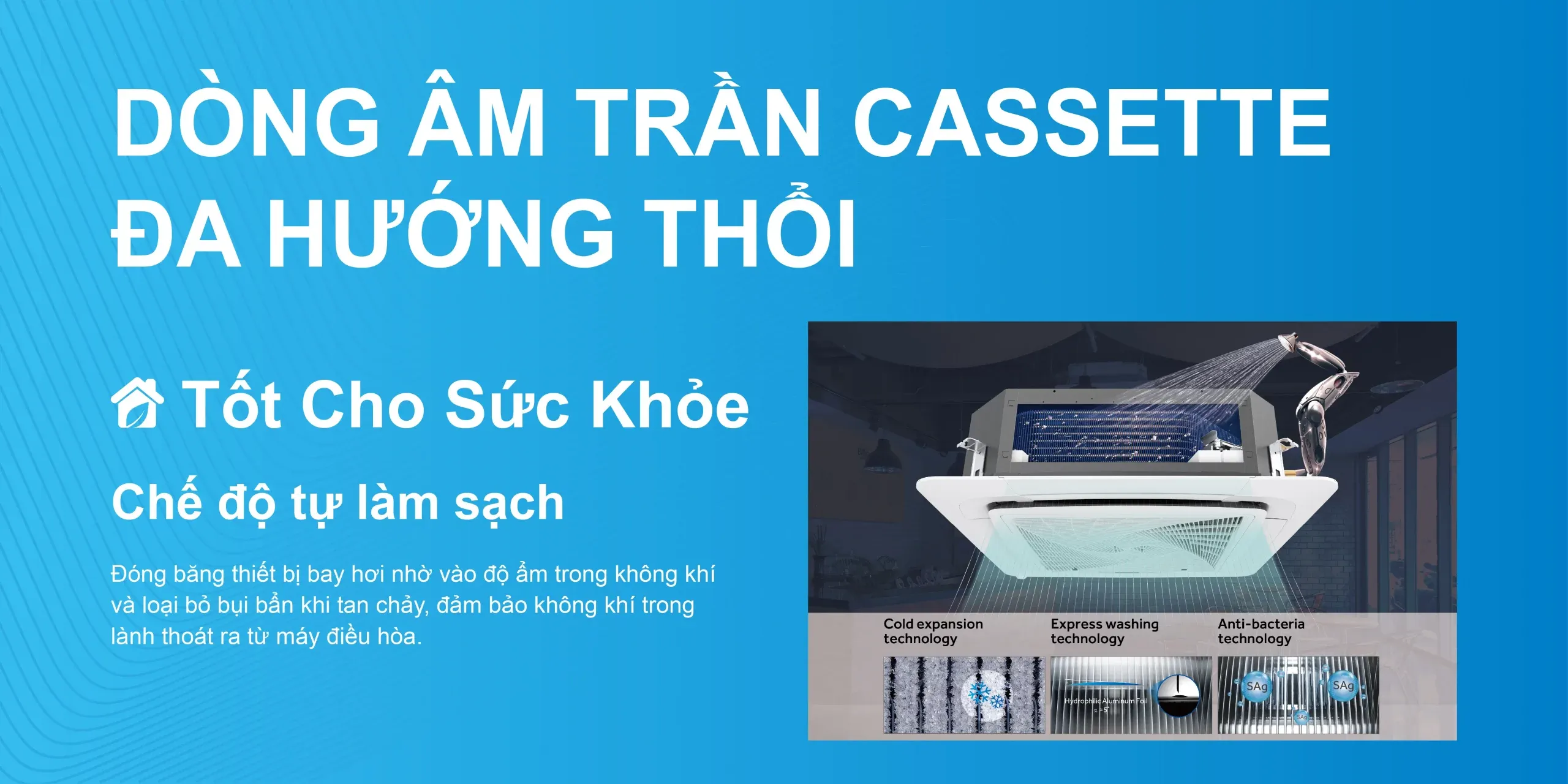 Điều hòa âm trần Cassette Aqua đa hướng thổi 18000btu AB50S2SC2FA